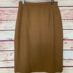 Vintage 90s Burberry’s Wool Camel Mustard Pencil Skirt, Size 6
